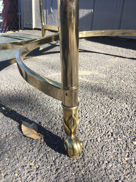 Hollywood Regency Brass and Glass Modern Minimalist Side Table