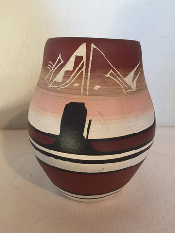 Vintage Ceramic Vase American Indian Pottery vase - artist signed R Phatt- etched