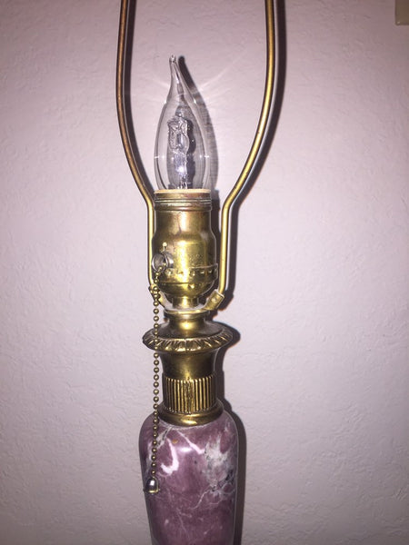 Vintage Art Deco Style Brass and Purple Onyx Table Lamp