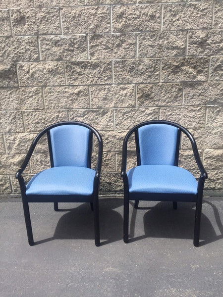 Bentwood Pair of Club Barrel Armchairs in the style of Ward Bennett for Brickel Associates