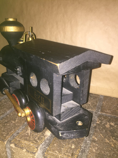 Antique Wood Toy Train Engine and Coal Car