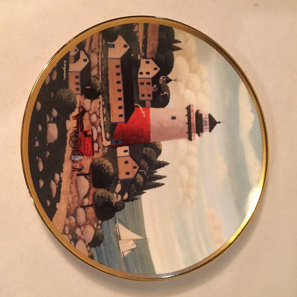 Vintage Franklin Mint Lighthouse Plate “ Summer Seaport” by Royal Doulton artist H. Wysocki