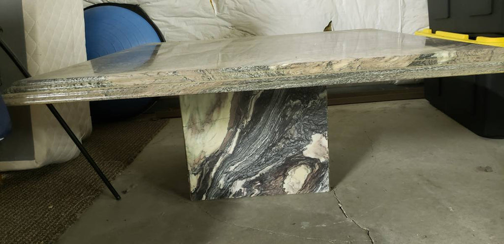 Vintage Hollywood Regency Marble Coffee Table with Marble Base