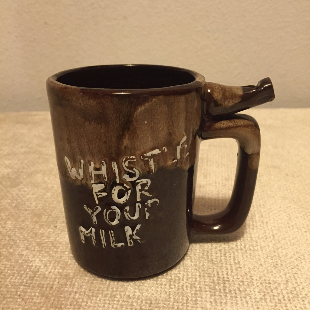 Vintage milk mug , whistle mug, whistling mug, brown, mid century, milk lover, milk cup, whistle for your milk