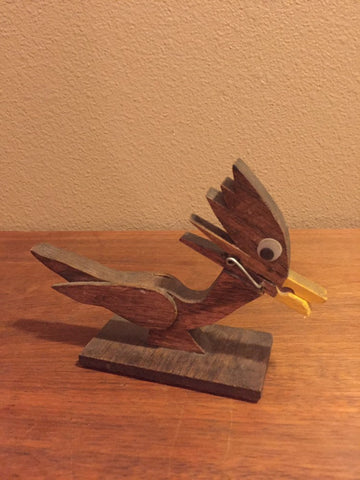 Vintage Clothespin Bird Mail Holder, Vintage Letter Holder, Office Supplies, Desk Decor, Paper Organizer, Paper Holder, Retro Office