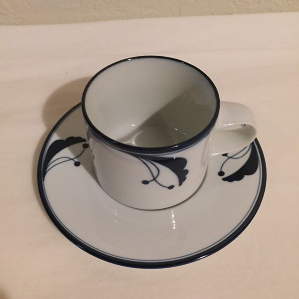 Dansk Flora Blue Bayberry Coffee / Tea Cup and Saucer set ( 5 available) made in Japan