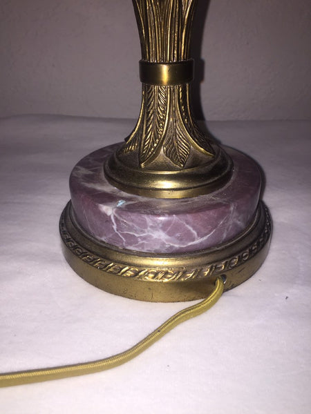 Vintage Art Deco Style Brass and Purple Onyx Table Lamp