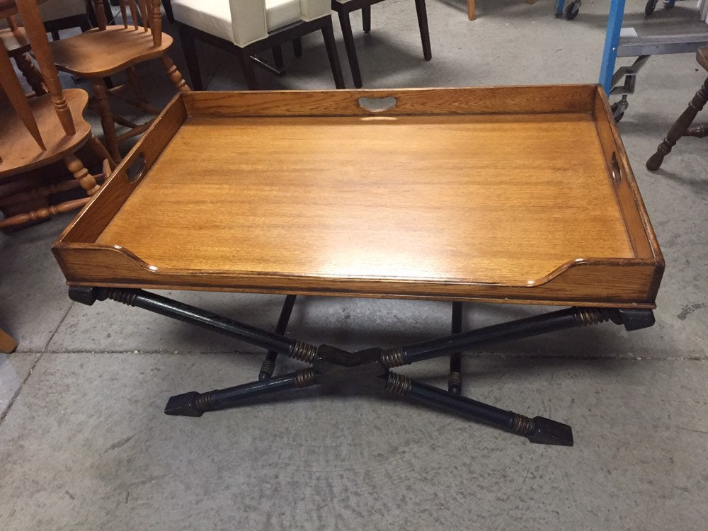 Vintage Drexel Heritage Coffee Table with X Base and Butler's tray top