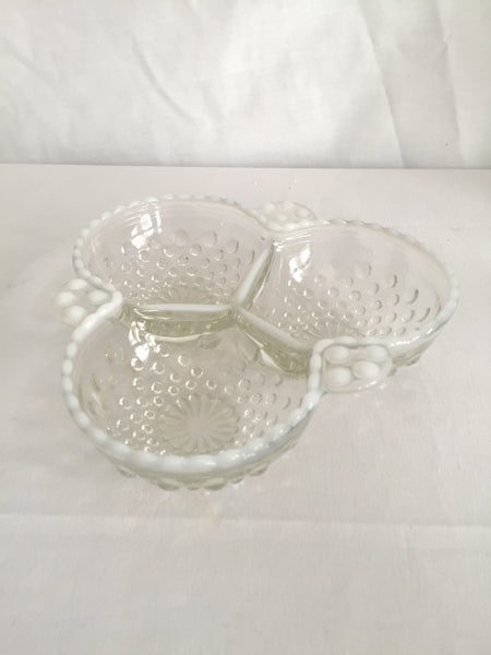 Vintage Moonstone Hobnail Candy or Relish Dish from Anchor Hocking