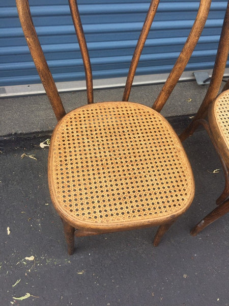Set of 4 Vintage Cane Josef Hoffman/Thonet Style Bentwood Chairs