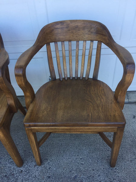 Solid Oak Vintage Boling Office Executive Chair Antique Bankers Chair, Library Lawyer Office Jurors Chair ( 2 available)