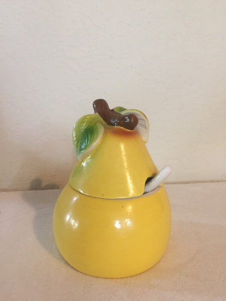 Vintage Pear Shaped Jelly jar with spoon