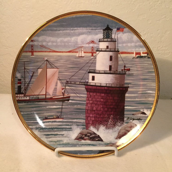 Vintage Franklin Mint Lighthouse Plate “Steamer Boat Lighthouse” by Royal Doulton artist H. Wysocki