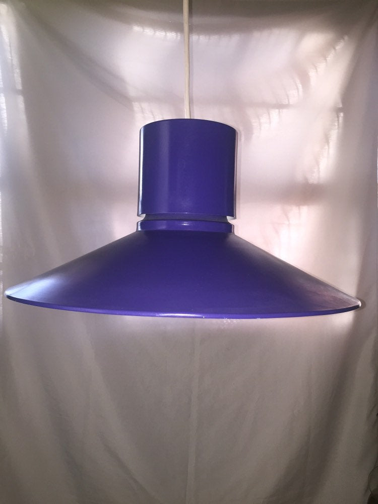 Mid Century Modern Danish Modern Bright Blue Lightolier Hanging Ceiling Light Fixture Pendant Lamp (2 available)