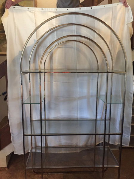 Vintage Chrome Arched Etagere designed by Milo Baughman for Design Institute of America (DIA)