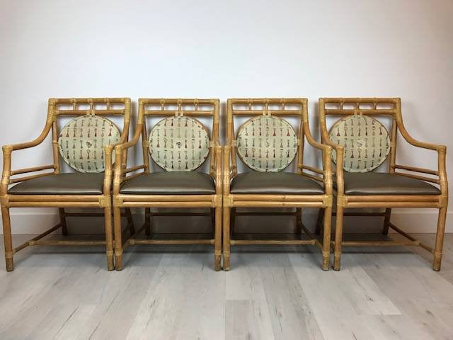 Vintage McGuire Style Rattan Arm Chairs ( many available-sold individually)