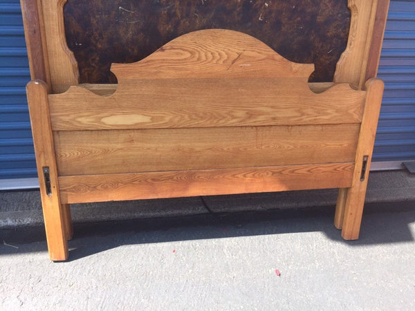 Antique Oak Full Bed with dark burl panel