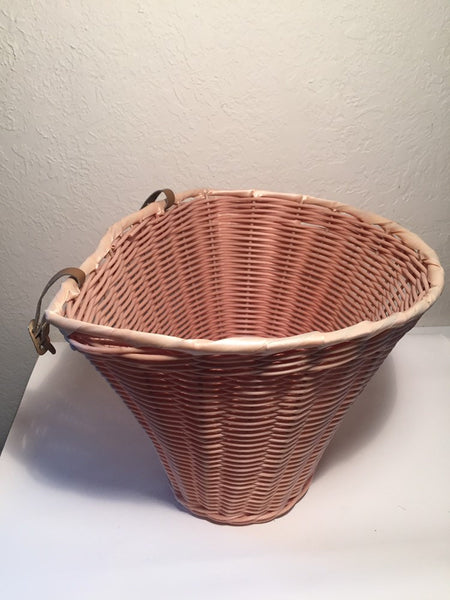 Vintage Plastic Wicker rattan bicycle storage basket