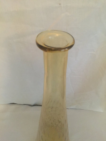 Vintage Amber Mid Century Modern Tall Glass Decanter Vase