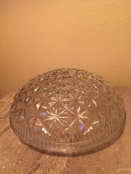 Vintage Clear Glass Starburst Lamp Ceiling Light Fixture -large and heavy 11" diameter