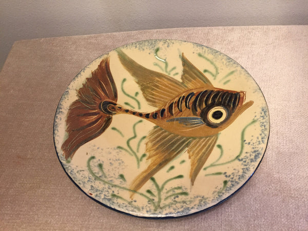 Vintage Decorative Ceramic Plate with Fish motif, wall plate, wall decor, nautical design, fish plate