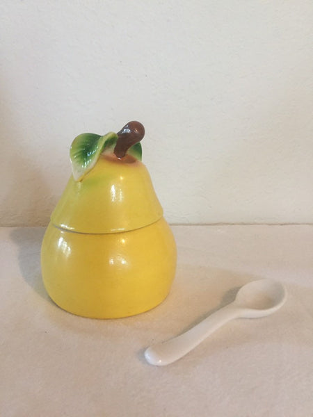 Vintage Pear Shaped Jelly jar with spoon
