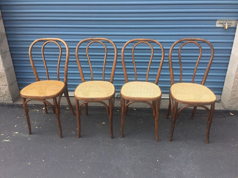 Set of 4 Vintage Cane Josef Hoffman/Thonet Style Bentwood Chairs