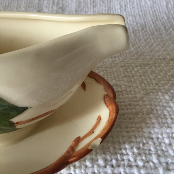 Vintage 1950's Franciscan Apple Gravy boat with attached drip plate
