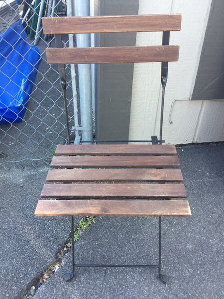Vintage French Bistro Iron and Wood folding chairs (6 available)