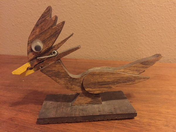 Vintage Clothespin Bird Mail Holder, Vintage Letter Holder, Office Supplies, Desk Decor, Paper Organizer, Paper Holder, Retro Office