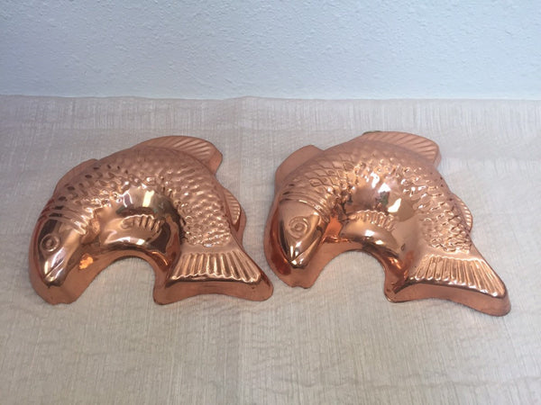 Vintage Copper Fish Mold Kitchen Decor Copper/Brass Pan, Jello Mold, Wall Decor. Cat.