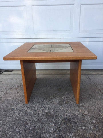 Mid Century Modern Vintage Danish Modern Teak and Tile Coffee or Side Table