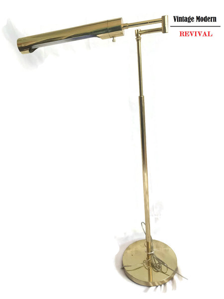 Mid century 1970s Casella Modern Adjustable Articulating Brass Floor Reading Lamp