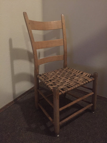 Antique Primative Child's Wood Chair with Rush seat