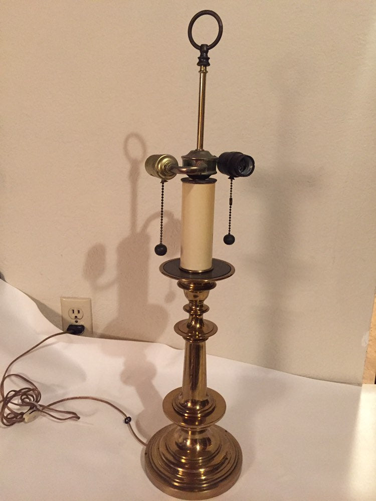 Beautiful Vintage Brass Table Lamp with Capiz Shell Shade and earring pull  switches
