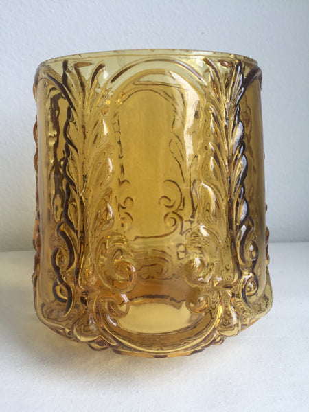 Vintage Amber Glass Barrel Shaped Decorative Glass Lamp Shade 6" diameter (4 available)