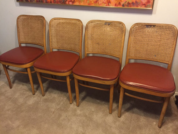 Set of 8 Thonet Inspired 'Prague' Chairs by Shelby Williams Bentwood Cane Dining Chair