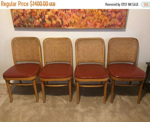 Set of 8 Thonet Inspired 'Prague' Chairs by Shelby Williams Bentwood Cane Dining Chair