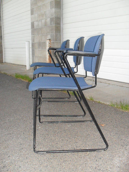 Vintage Modern Set of 8 Stacking Arm chairs with Iron frames