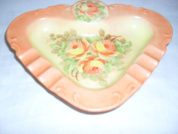 Beautiful Victorian hand painted porcelain ashtray with roses
