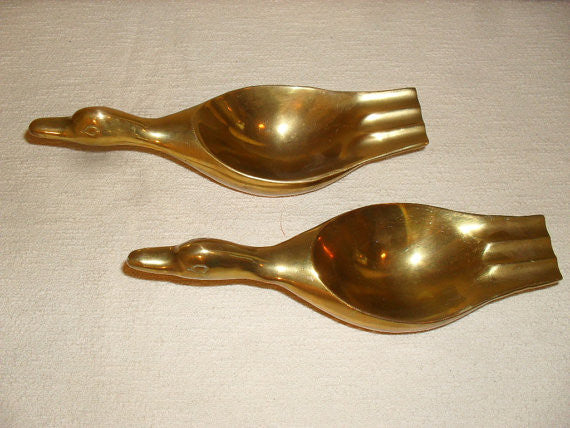 Mid Century Brass Duck ashtrays (set of 2)