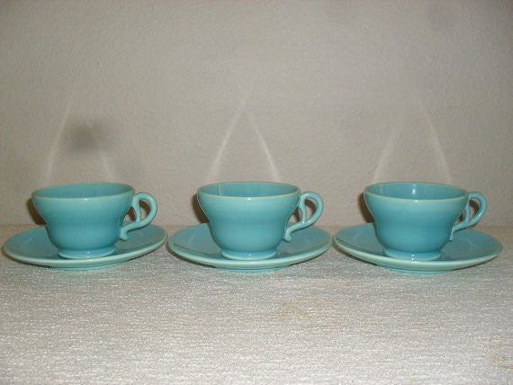Vintage Franciscan Ware set tea cup saucer aqua mid century vintage