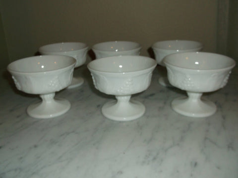 Set of 6 Vintage White milk glass Sherbet dish from the Indiana Glass Co