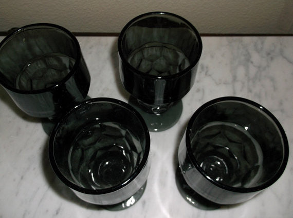 Vintage Hand Blown Smoke Glass drinking glasses/ barware