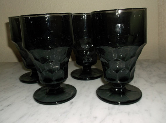 Vintage Hand Blown Smoke Glass drinking glasses/ barware