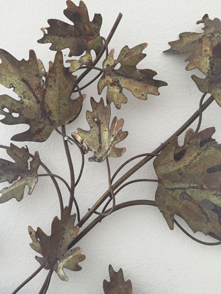 Vintage brass and copper wall sculpture -oak leaves in the style of C. Jere SOLD- SOLD -SOLD