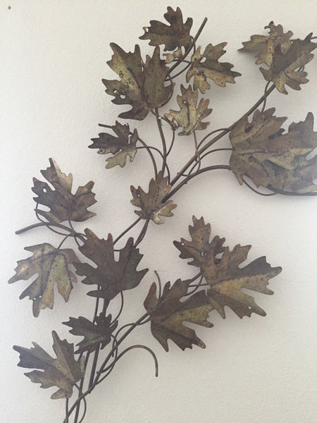 Vintage brass and copper wall sculpture -oak leaves in the style of C. Jere SOLD- SOLD -SOLD