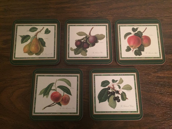 Set of Five Fruit Motif Coasters made by Pimpernel