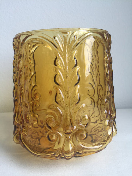 Vintage Amber Glass Barrel Shaped Decorative Glass Lamp Shade 6" diameter (4 available)