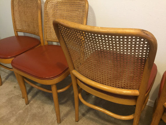 ON HOLD FOR KC- Set of 4Thonet Inspired 'Prague' Chairs by Shelby Williams Bentwood Cane Dining Chair